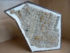 Tesserae floor piece mounted in plaster and wood.