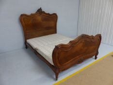 French Mahogany double bed with large carved headboard