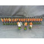 Twenty one Britains military marching band members, all hand painted with movable arms and an