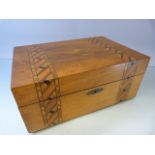 Mid 19th Century Tunbridge Ware style sewing box. Insides in almost perfect condition bar 1 lid