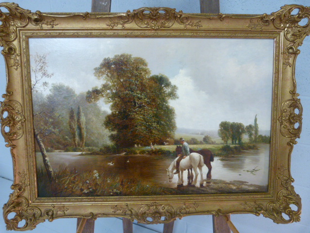 J.W. Gozzard [1848-1918], signed lower left oil on canvas, 20" x 30", An English rural landscape - Image 7 of 7