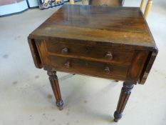 Rosewood Works table with drop leaf ends in the Sunderland sofa table style. Turned Corinthian