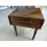 Rosewood Works table with drop leaf ends in the Sunderland sofa table style. Turned Corinthian