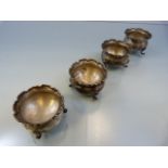 Set of four Walker and Hall hallmarked silver salts 98.5g