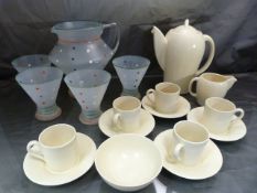 Susie Cooper Art Deco coffee service in cream Shape no. 30. Along with an Art Deco Style lemonade