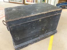 Black painted carpenters chest with inner storage