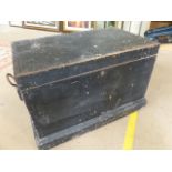 Black painted carpenters chest with inner storage