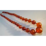 Single Graduated string of faceted Baltic Amber (tested) beads 19.5inch long. The small stones are