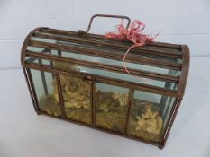 French cast metal and glass terrarium - opening top.