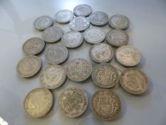 Silver coins: 22 Half Crowns various dates & Years (total weight 305g)