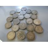 Silver coins: 22 Half Crowns various dates & Years (total weight 305g)