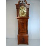 Early 19th Century crossbanded and feathered mahogany longcase clock by Thomas Evans of Bangor,