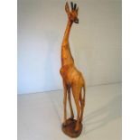 Large carved wooden model giraffe