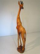 Large carved wooden model giraffe