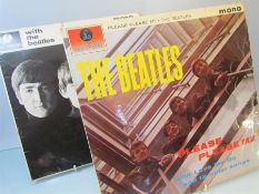 Two Beatles Records 'With the Beatles' yellow and black label PMC 1206, XEX 447 + 448. Along with