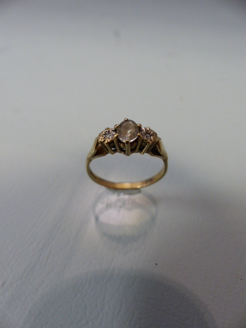 Three ladies 9ct dress rings and an 18ct (total weight 2.2g) three diamond stone ring (all A/F) ( - Image 5 of 9