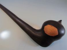 Hardwood East African ‘rungu’, swollen bulbous head with central point. Approx 56cms.