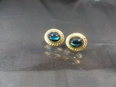 Pair of 9ct Gold earrings set with Green stones (possibly Opals)