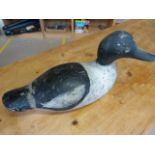 American wooden decoy duck with rotating head and glass eyes - 1 eye missing.