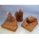 Three Terracotta Mud Men by G Hauchecorne. All Dated June 1929.