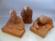 Three Terracotta Mud Men by G Hauchecorne. All Dated June 1929.