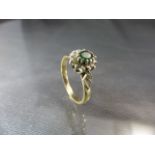 9ct Emerald and Diamond Cluster ring. UK - N approx weight - 2.7g