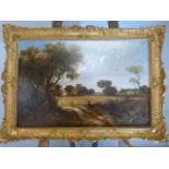 James Edwin Meadows (1828-1888), original oil on canvas, 20" x 30" - An English Rural landscape with