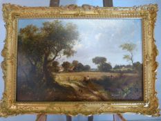 James Edwin Meadows (1828-1888), original oil on canvas, 20" x 30" - An English Rural landscape with