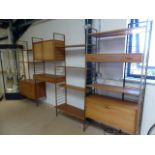 Mid Century Ladderax shelving units to include cupboards, shelving etc