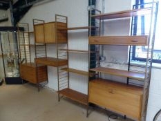 Mid Century Ladderax shelving units to include cupboards, shelving etc