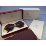 MUST DE CARTIER PARIS - Pair of 1980's Cartier sunglasses in original fitted case. The Circular