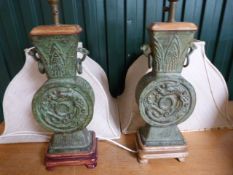 Pair of replica oriental lamps in the form of moonflasks