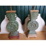 Pair of replica oriental lamps in the form of moonflasks