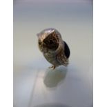 Silver owl pin cushion with glass eyes