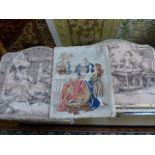 Three antique tapestries mounted on wooden frames