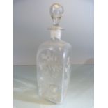 18th Century Hollands Gin 'Case'. Handblown bottle with wheelcut decoration.
