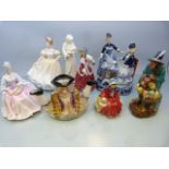 Large collection of Royal Doulton figures and a Blanc de Chine Royal Worcester example