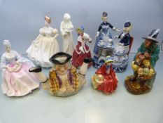Large collection of Royal Doulton figures and a Blanc de Chine Royal Worcester example