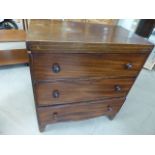 Antique Mahogany Bachelor type chest of three deep drawers on bracket feet. 76 x 42 x 86 cm approx.