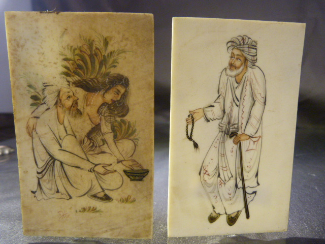 Ivory Miniature Paintings - Early miniatures, possibly of Turkish or Persian Descent. One - Image 4 of 4