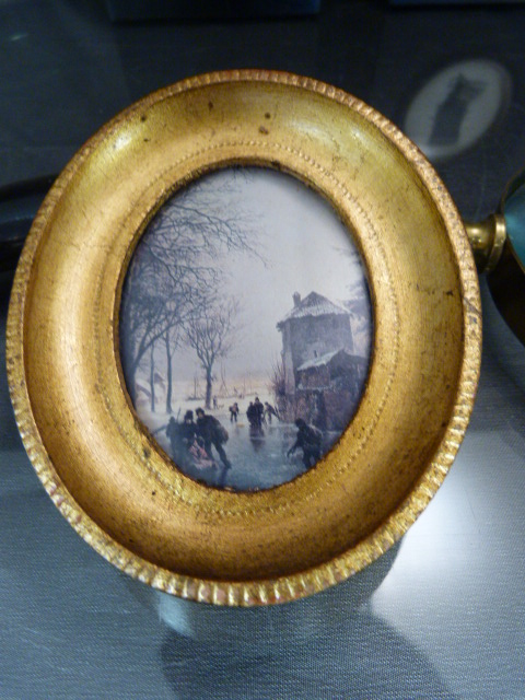 Three framed miniatures (two prints & a Silhouette signed McLEAN) and a brass and horn handled - Image 7 of 7