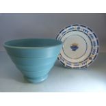 Keith Murray for Wedgwood turquoise glazed bowl of tapering form and one other Wedgwood bowl.