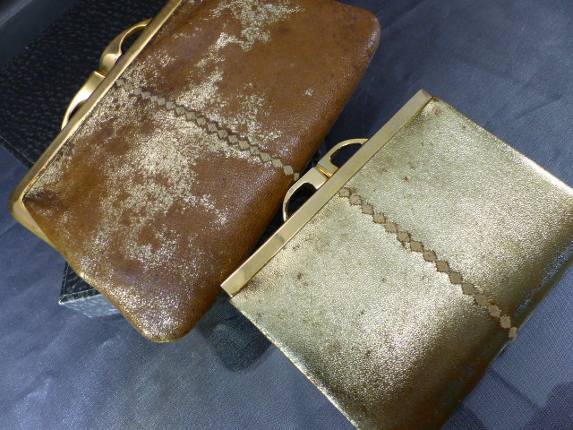 Two vintage Gilt leather purses in original boxes