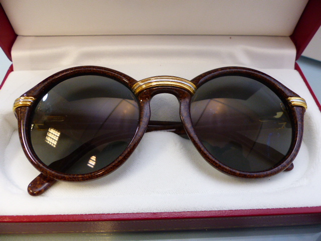 MUST DE CARTIER PARIS - Pair of 1980's Cartier sunglasses in original fitted case. The Circular - Image 2 of 11