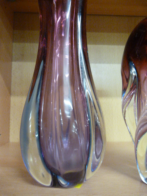 Murano glass - tulip style purple and clear glass vase along with another in the same colours of - Image 4 of 5