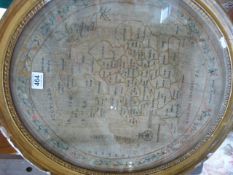 Georgian Sampler by E lizabeth Smith 1797 depicting a map of England Wales and Scotland. Floral