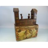 Victorian wooden money box modelled out of Cigarette cases. The box takes form of a castle with