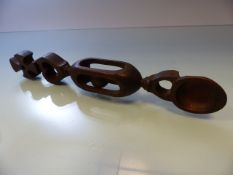 Carved Welsh love spoon of Typical form.