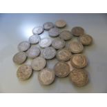 Silver coins: 22 Half Crowns various years & Conditions (total weight 306g)