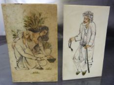 Ivory Miniature Paintings - Early miniatures, possibly of Turkish or Persian Descent. One